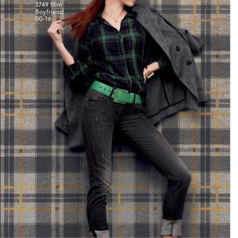 Cabi Big Sur Plaid Shirt Green Navy Blue Size Small - Picture 2 of 11